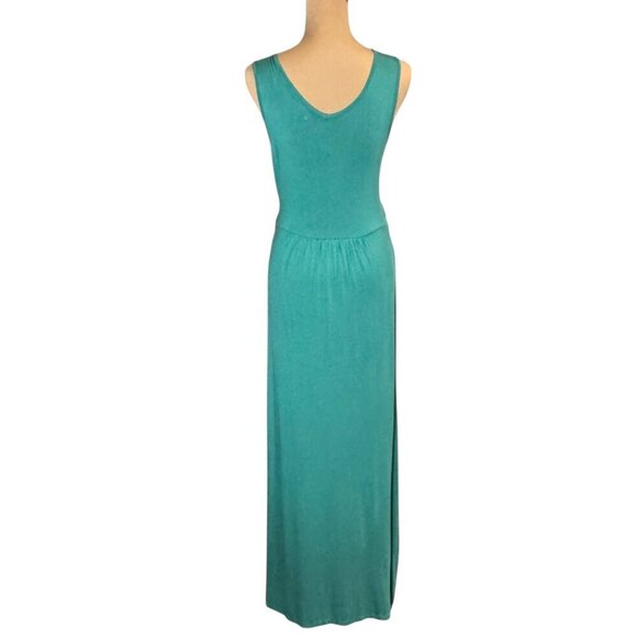 NWOT Boho Beaded Maxi Dress Sz.M Green Teal Sleeveless Event Festival Summer - Picture 6 of 13
